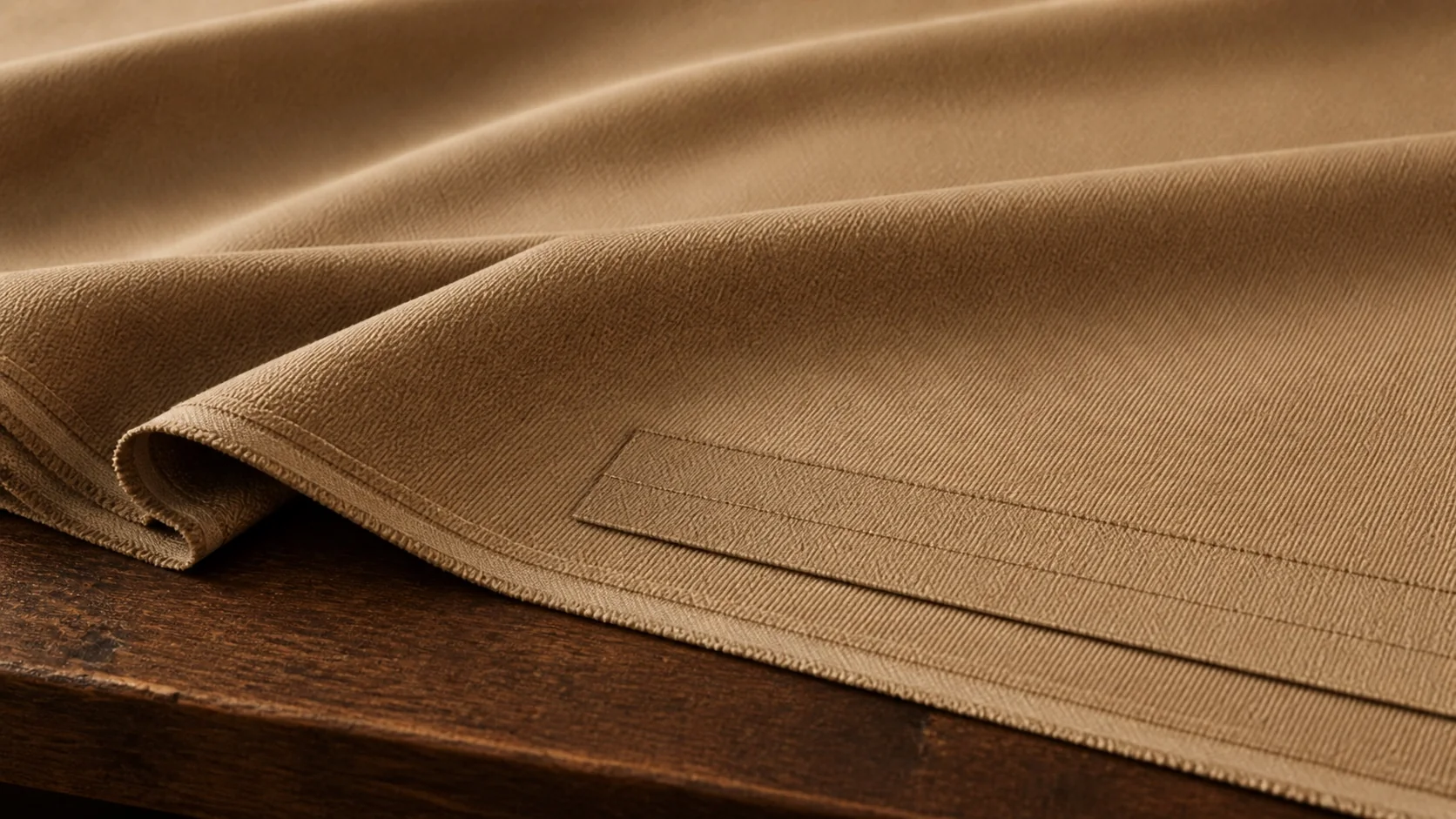 Camel Gabardin kumaşın kenar ve dikiş işçiliği